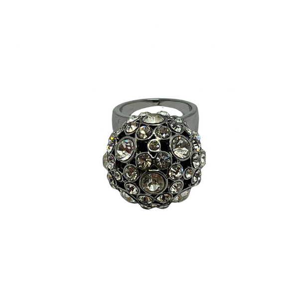 1440 Kate Spade Silver Clear Crystal Pave Ball Ring - Picture 1 of 4